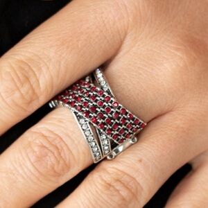 Paparazzi “Classic Crossover” Silver and Red Ring